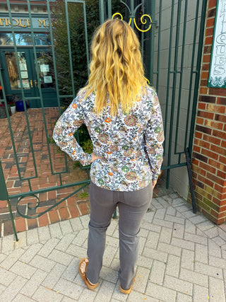 Lulu B Rustic Bloom Quarter Zip Pullover