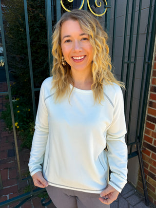 Escape by Habitat Pearl Cozy Knit Raglan Scoop Neck Top