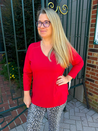 Lulu B Crimson V-Neck Top