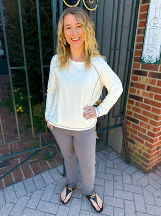 Escape by Habitat Pearl Cozy Knit Raglan Scoop Neck Top