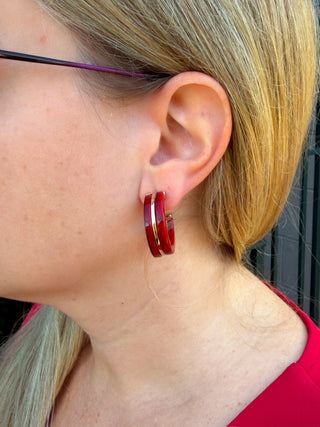 Red Hoop Earrings