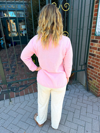 Lulu B Seaglass Pink Snow Chenille Sweater