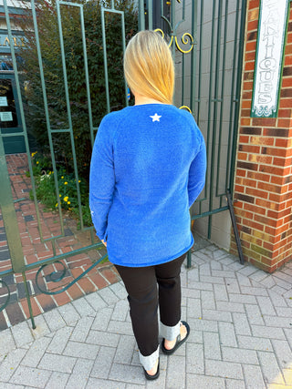Lulu B Blue and White Stars Chenille Sweater
