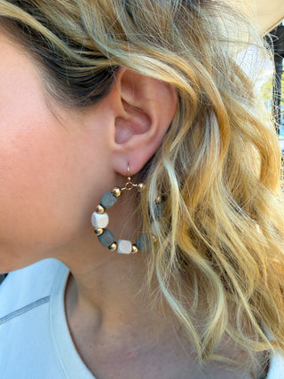 Taupe and Cream Earrings