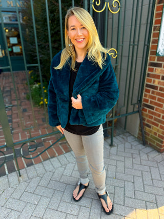 Olivia by Habitat Faux Fur Swing Jacket Spruce