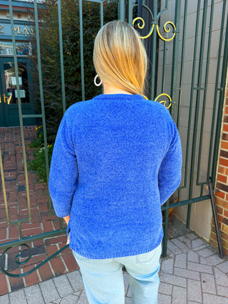 Lulu B Blue Snow Chenille Sweater