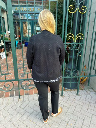 Lulu B Black Crystal Cardigan Sweater