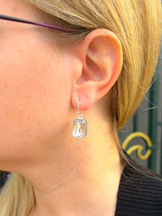 Clear Crystal Rectangle Earrings