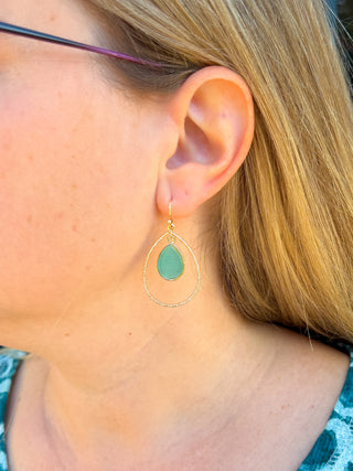 Seafoam and Gold Drop Earrings