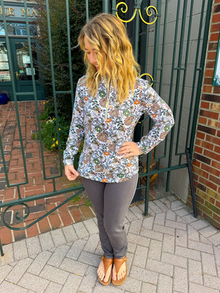 Lulu B Rustic Bloom Quarter Zip Pullover