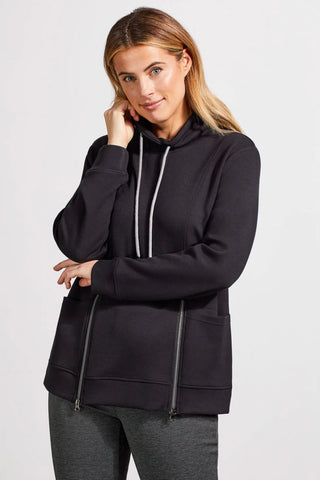 Tribal Fashion Funnel Neck with Pockets Black Close