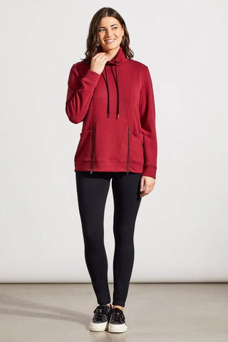 Tribal Fashion Funnel Neck with Pockets Bordeaux