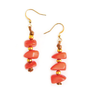 Tagua Zoriada Poppy Coral Earrings