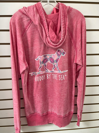 Buddy by the Sea Pink Palm Hoodie
