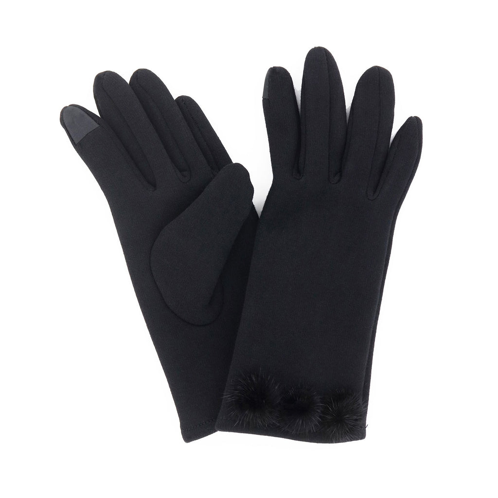 Black Pom Pom Gloves