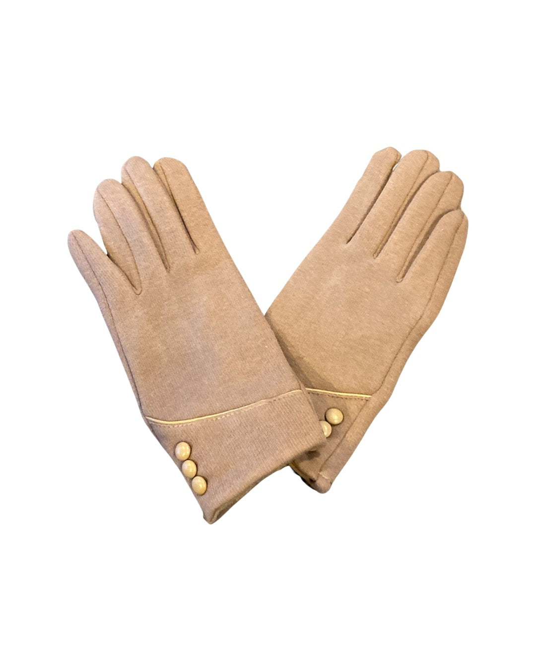 Camel button gloves