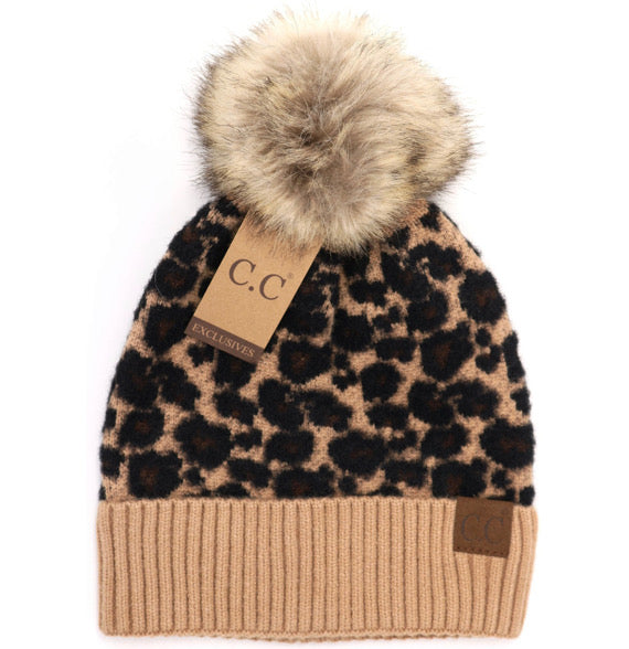 Leopard Ball Beanie Hat