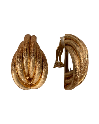 Gold Sparkle Twist Clip On Earrings