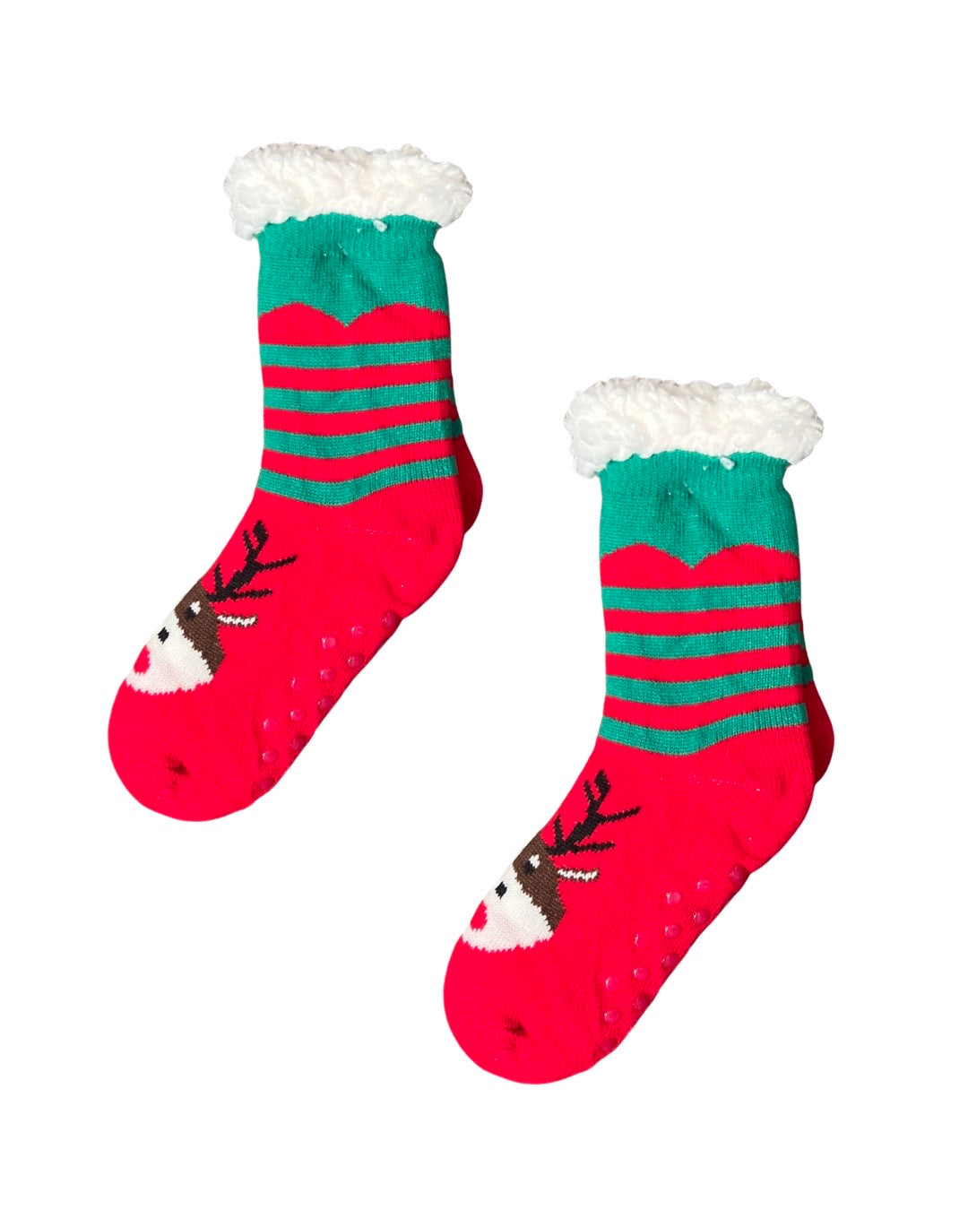 Adult Christmas Sherpa Socks-Reindeer