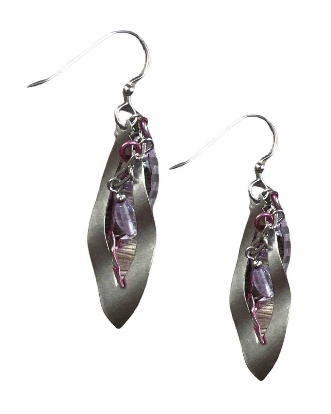 Silver Forest Purple Drop Earrings
