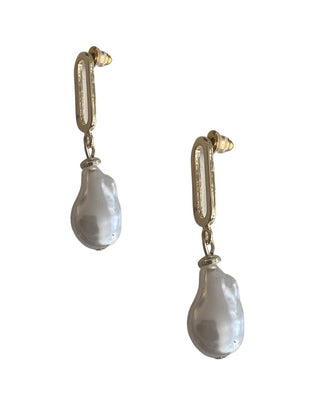 Paper Clip Earrings with Pearl