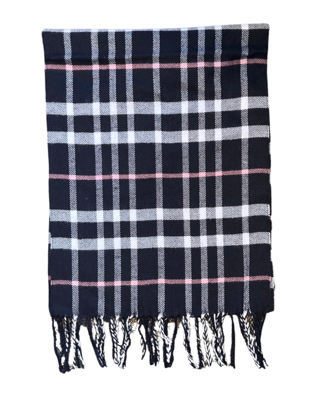 Lightweight Navy and Pink Plaid Scarf