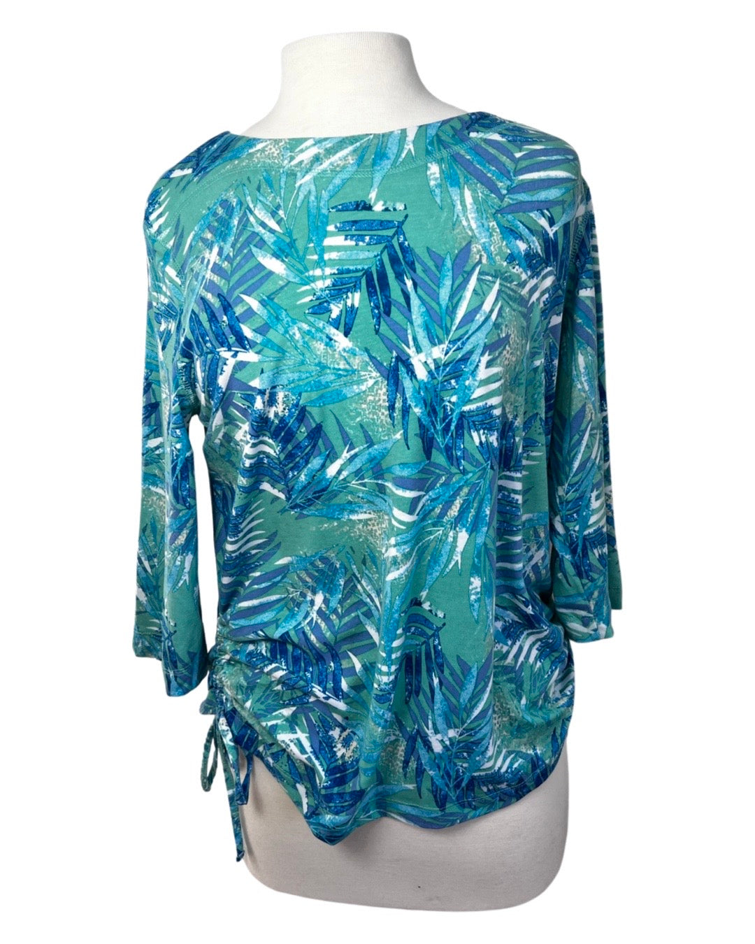 N Touch Bright Blue Palm Side Ruched Top