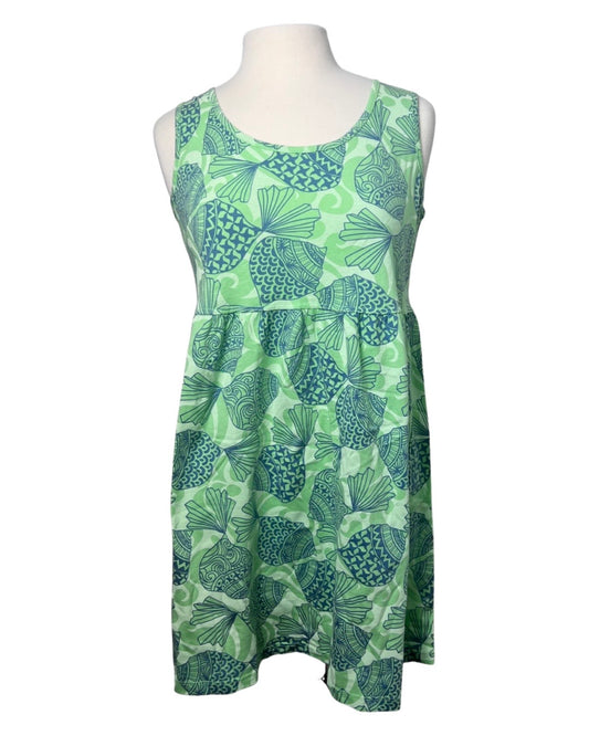 Bright Green Floral Cotton BabyDoll Dress