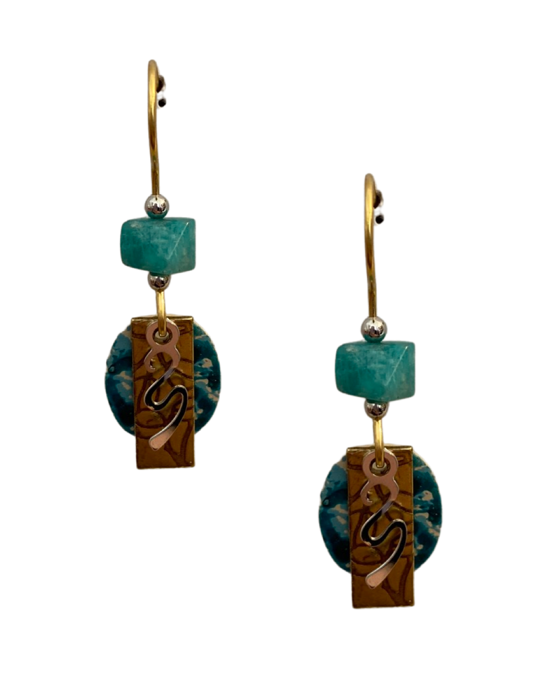 Silver Forest Teal Earrings