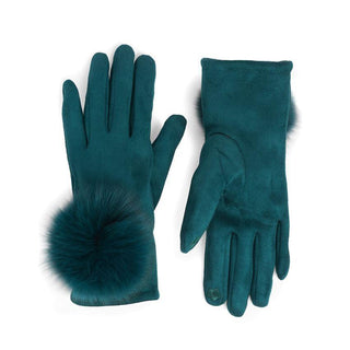 Coco and Carmen Teal Microsuede Gloves