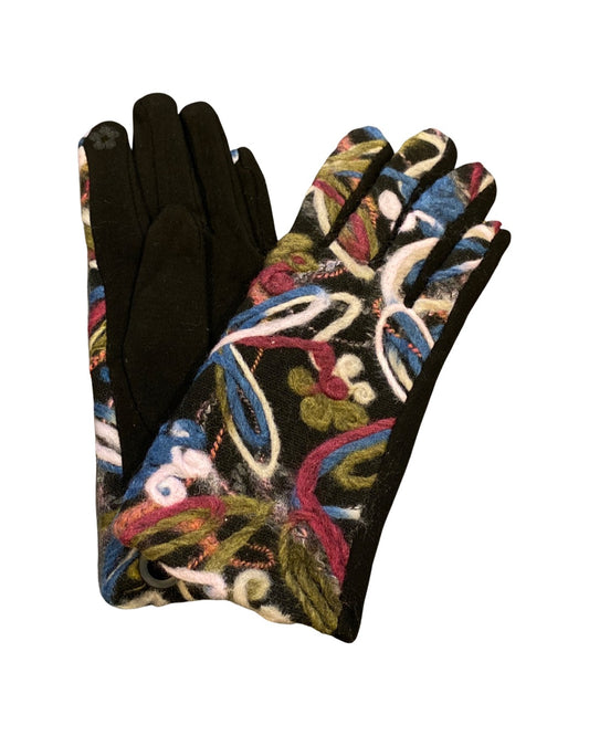 Maroon Floral Gloves
