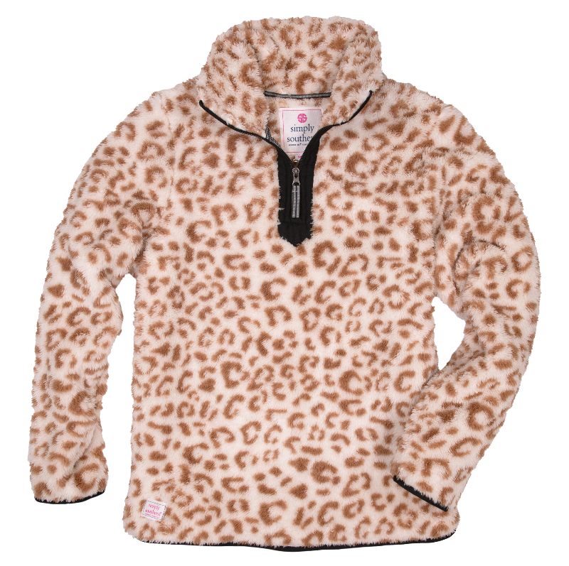 Simply Southern Pull Over Sherpa Leopard Blooming Boutique