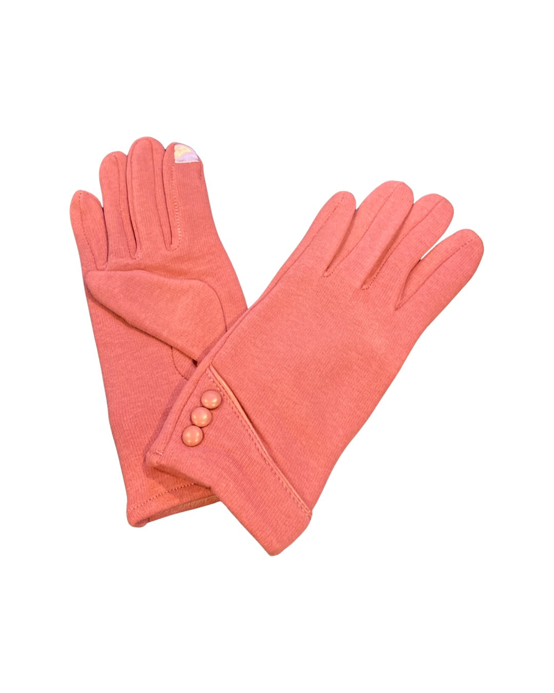 Pink button gloves