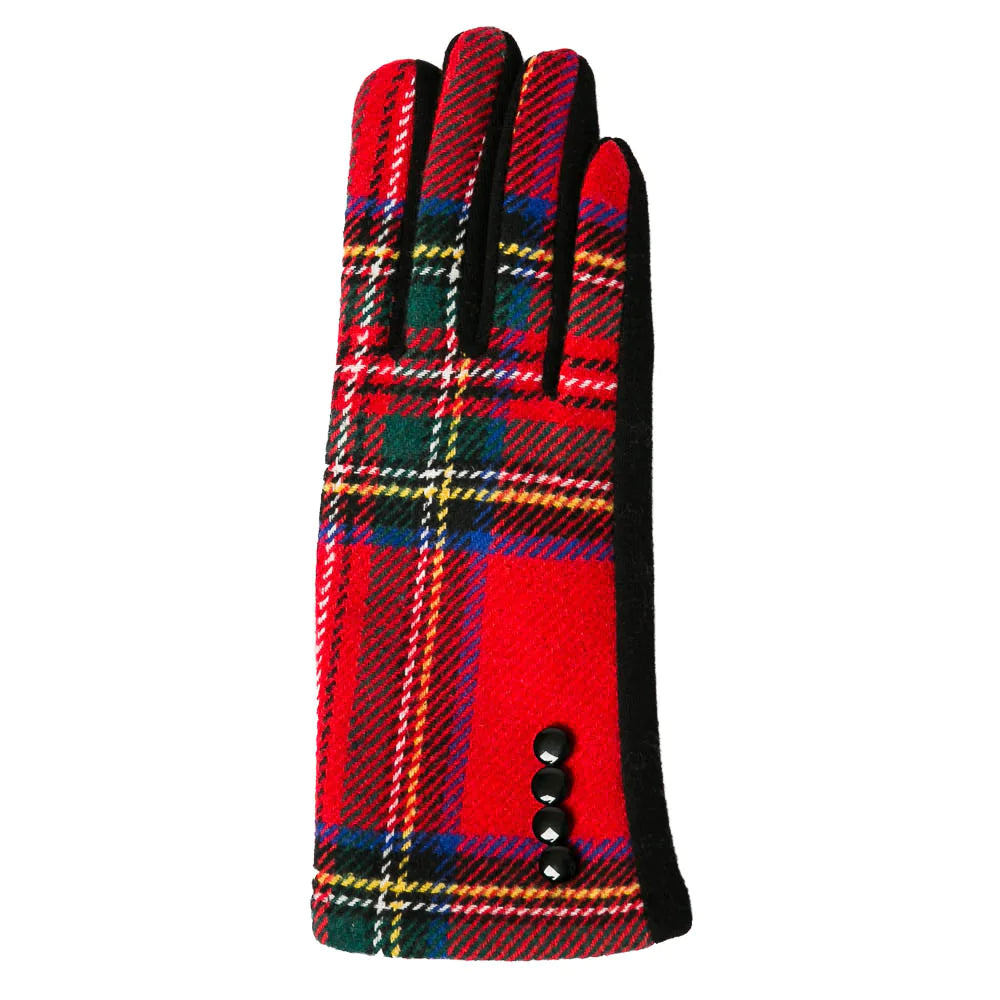 Plaid Gloves - Red 