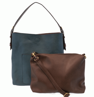 Joy Susan Classic Hobo Handbag-Dark Chambray & Coffee