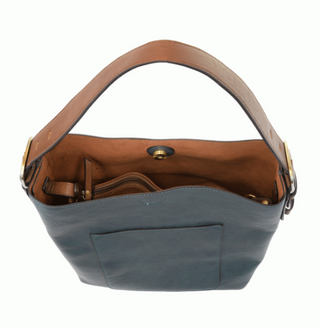 Joy Susan Classic Hobo Handbag-Dark Chambray & Coffee