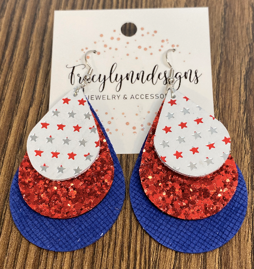 Red White and Blue Drop Earrings