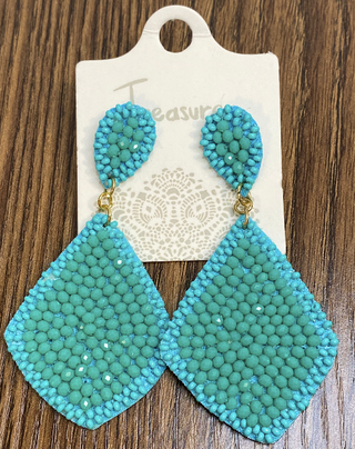 Aqua Beaded Post Earrings