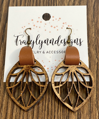 Lotus Wood Dangle Earrings