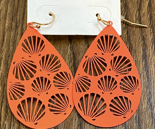 Coral Scallop Shell Earrings
