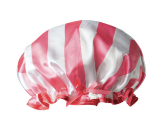 Not Your Grandma's Shower Cap-Pink Stripes
