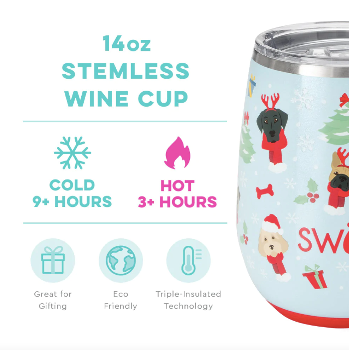 Swig Santa Paws Stemless Wine Cup
