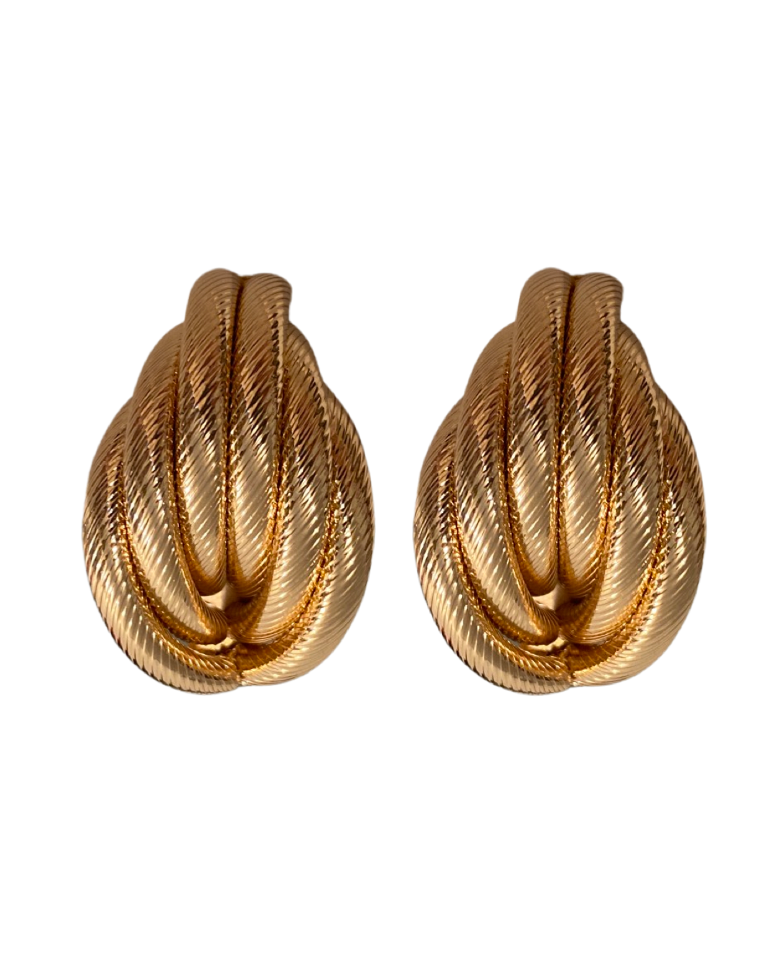 Shiny Gold Twist Clip On Earrings