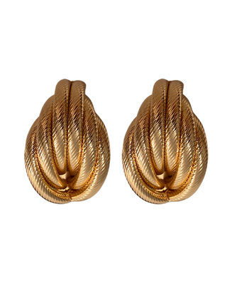 Shiny Gold Twist Clip On Earrings