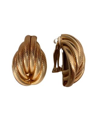 Shiny Gold Twist Clip On Earrings