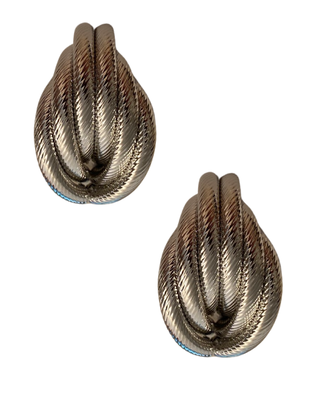 Shiny Silver Twist Clip On Earrings