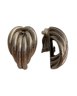 Silver Sparkle Twist Clip On Earrings 