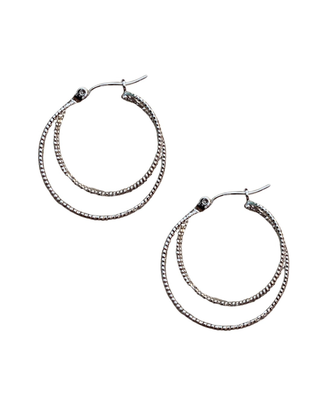 Double Hoop Earrings - Silver 