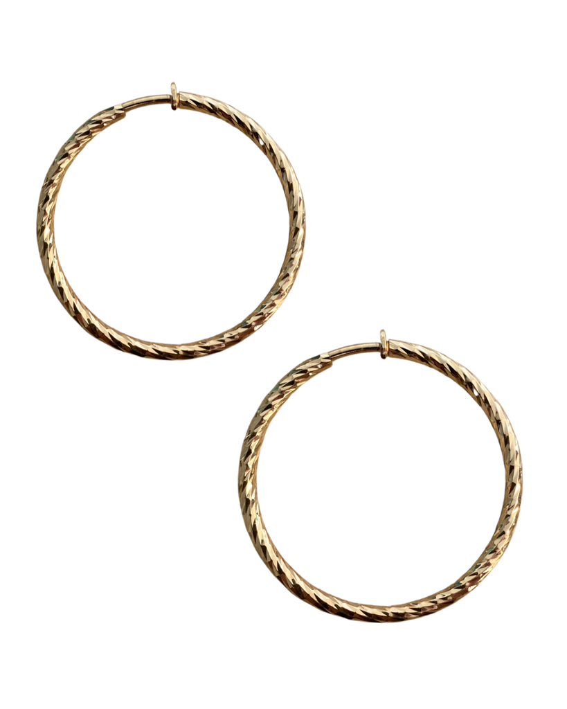 Twist Gold Clip On Hoop Earrings