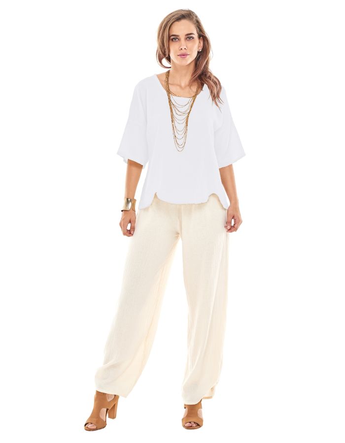 Oh My Gauze Scallop Top White